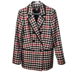 Karl Lagerfeld Plaid Double Breasted Blazer 4 Preppy‎ Old Money Office Career